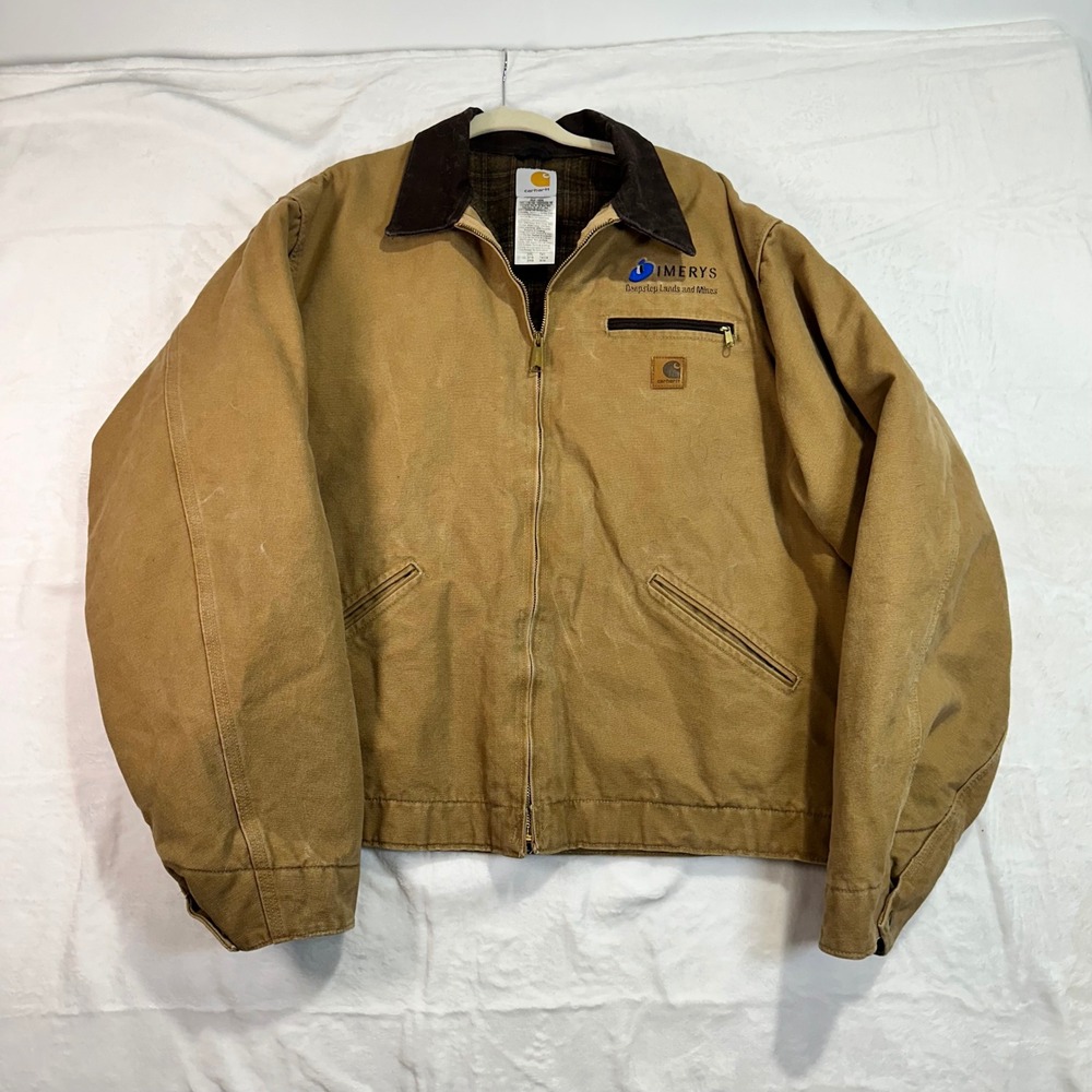 Carhartt Detroit Jacket 2XL Tall Camel Brown J97 Blanket Lined Mens Work Coat